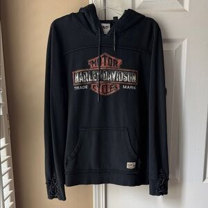 Harley-Davidson Black Hoodie with Orange Logo women’s XL